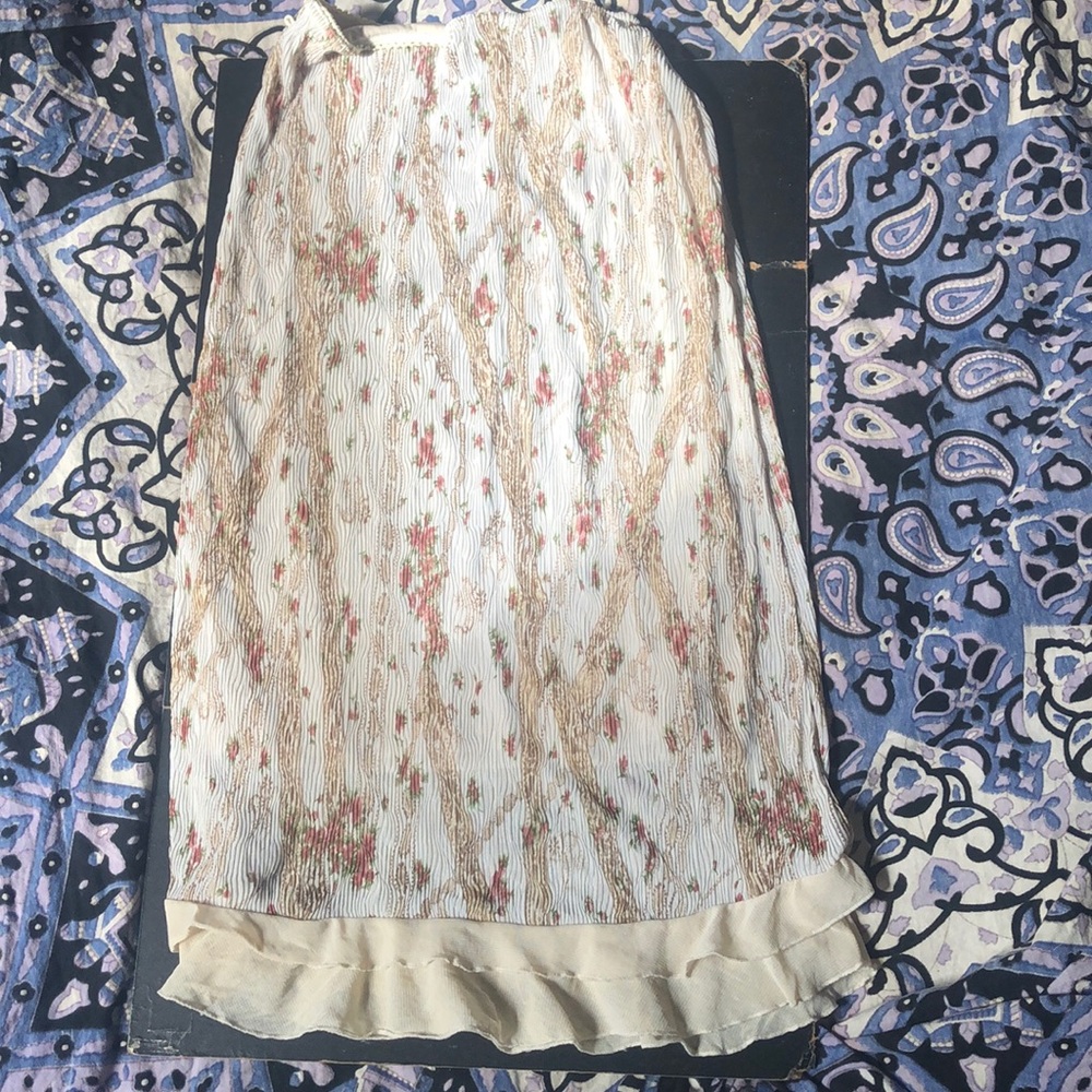 Woman’s Boho Vintage Floral Ankle Length OS Skirt